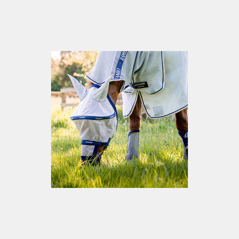 Masque Anti Mouche Cheval Horseware Rambo Flymask Plus Bleu Marine Masque Anti Mouche Cheval Horseware Rambo Flymask Plus Bleu Marine