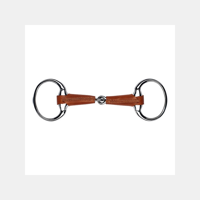 Mors à olive à simple brisure en inox gainé cuir Mors à olive à simple brisure en inox gainé cuir